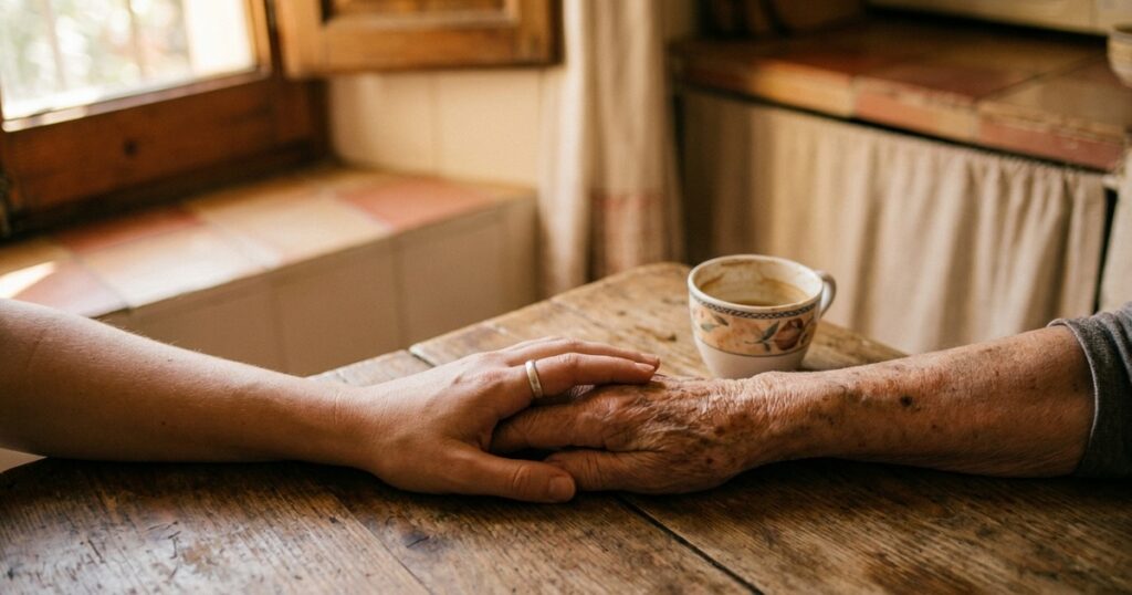 Cuidadora de Cuidar-te ajudant una persona gran a casa al Vallès Oriental — comparativa SAD públic i privat a Catalunya