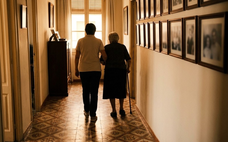 Cuidadora de Cuidar-te ajudant una persona gran a casa al Vallès Oriental — comparativa SAD públic i privat a Catalunya — imatge 1